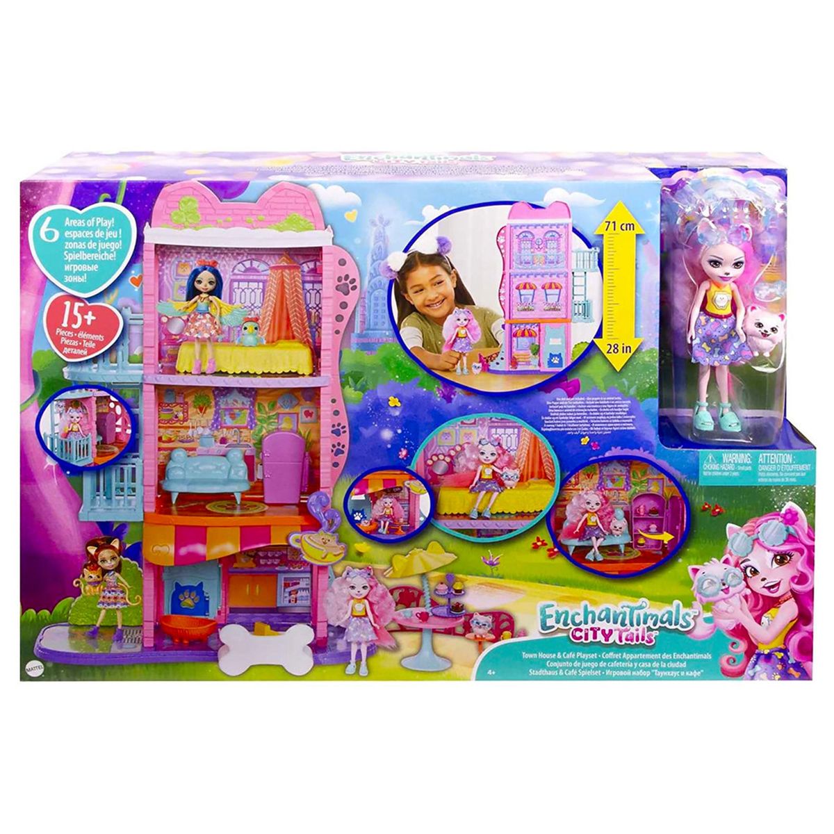 Mattel HJH65 - Enchantimals - City Tails - Stadthaus mit Café