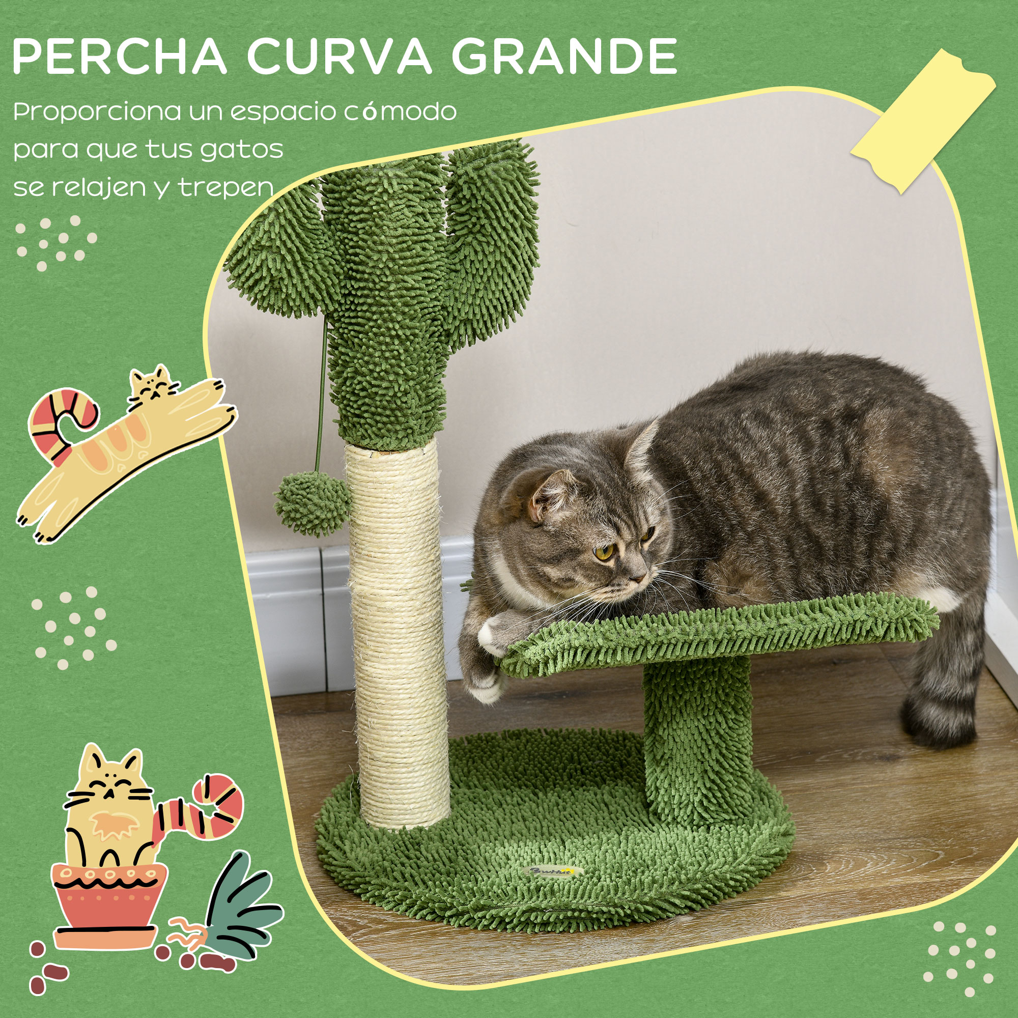 Árvore para gatos verde PawHut
