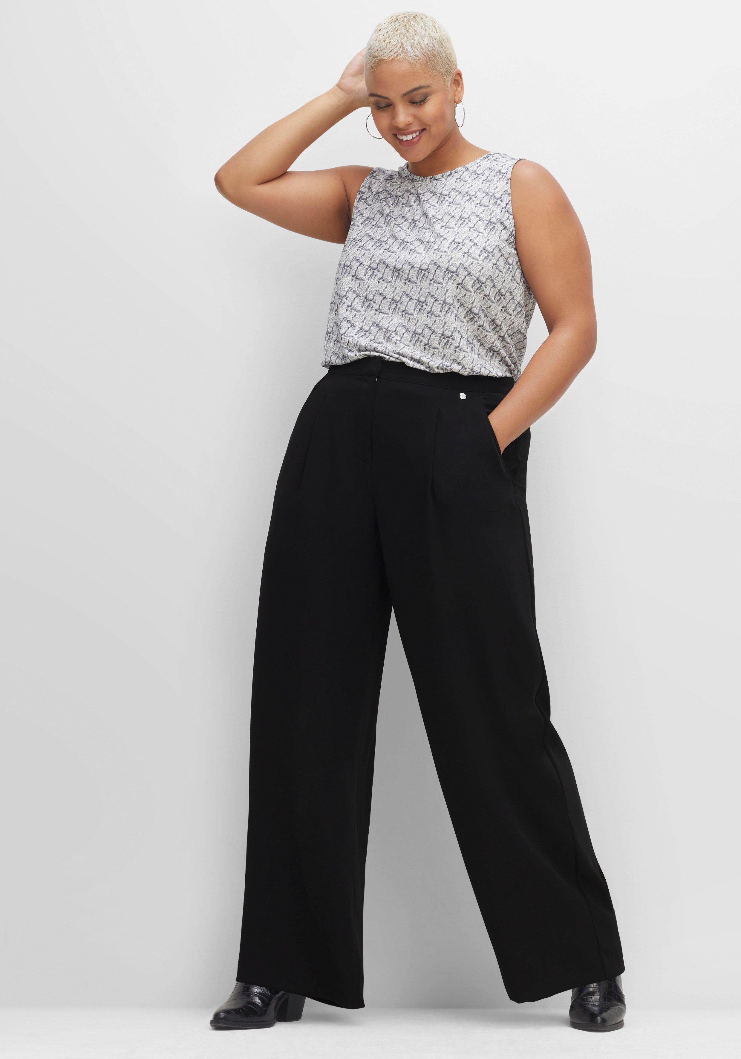 Weite Hose mit Bundfalten, knitterarm