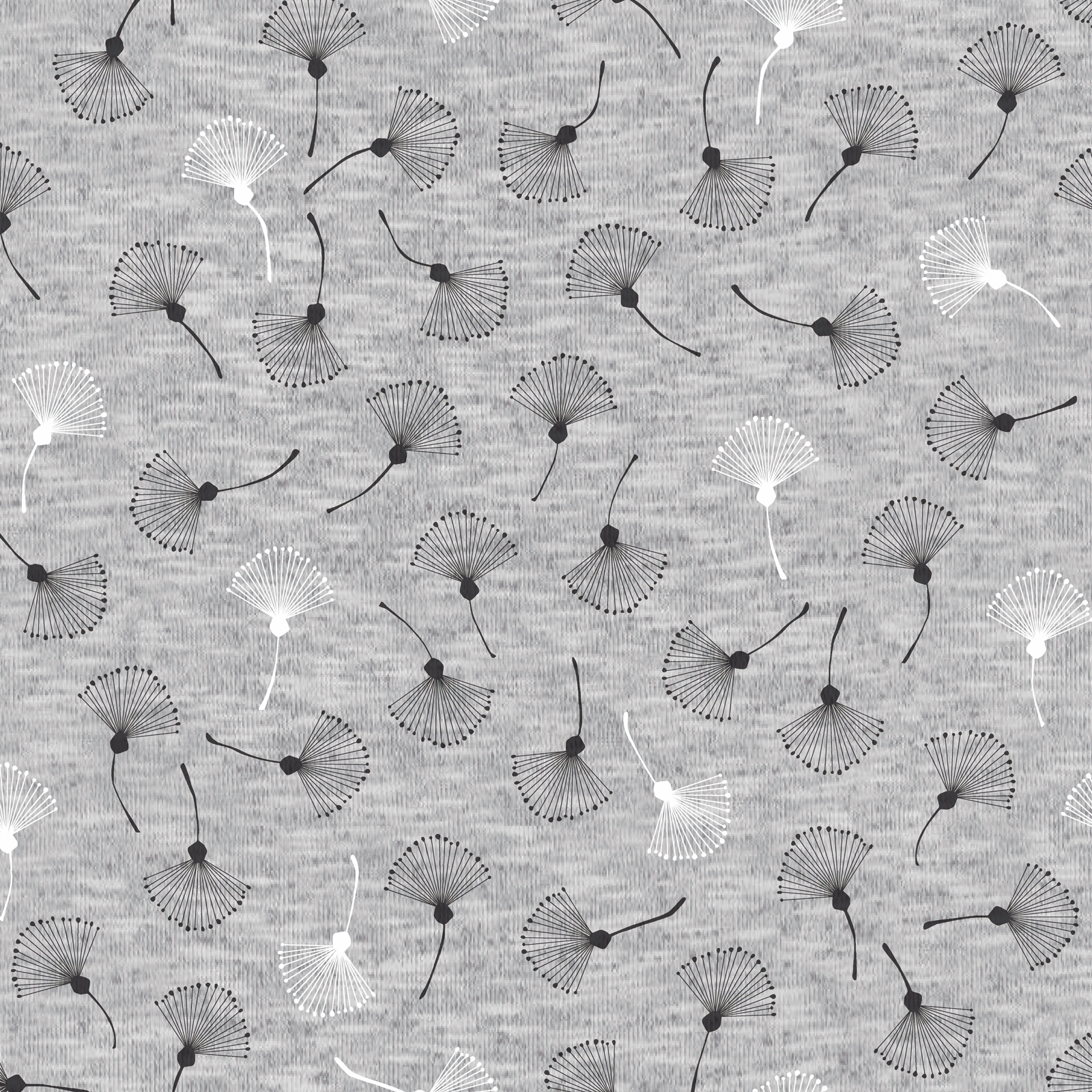 Stoff - Pusteblume - grau-weiß - Meterware - 140 cm breit