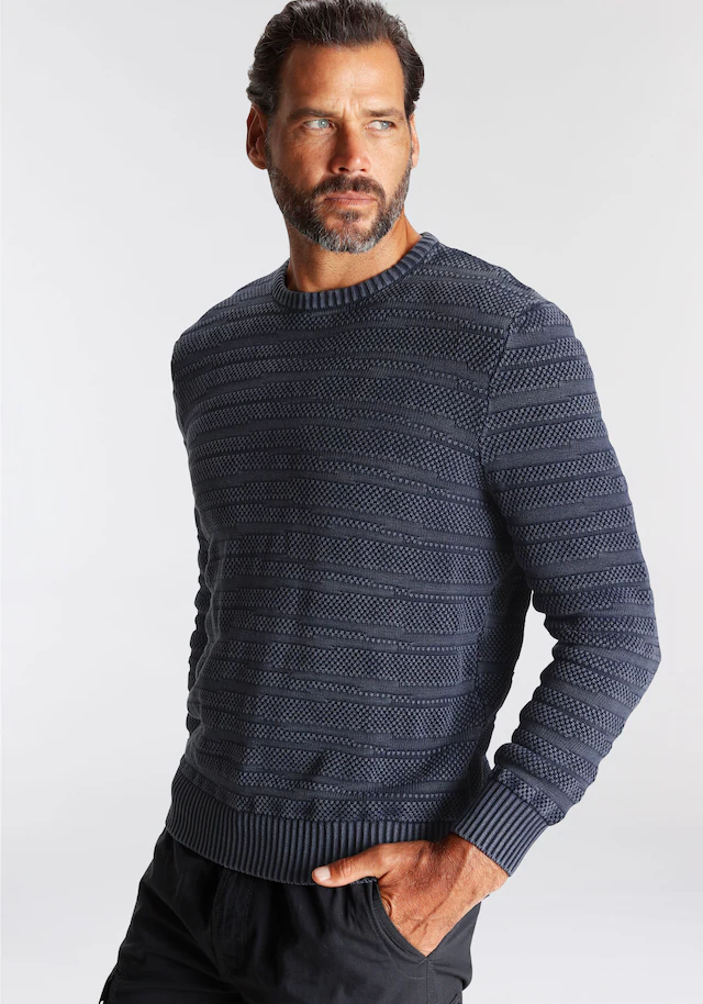 Man's World Rundhalspullover »Bis Grösse 5 XL«, mit Struktur