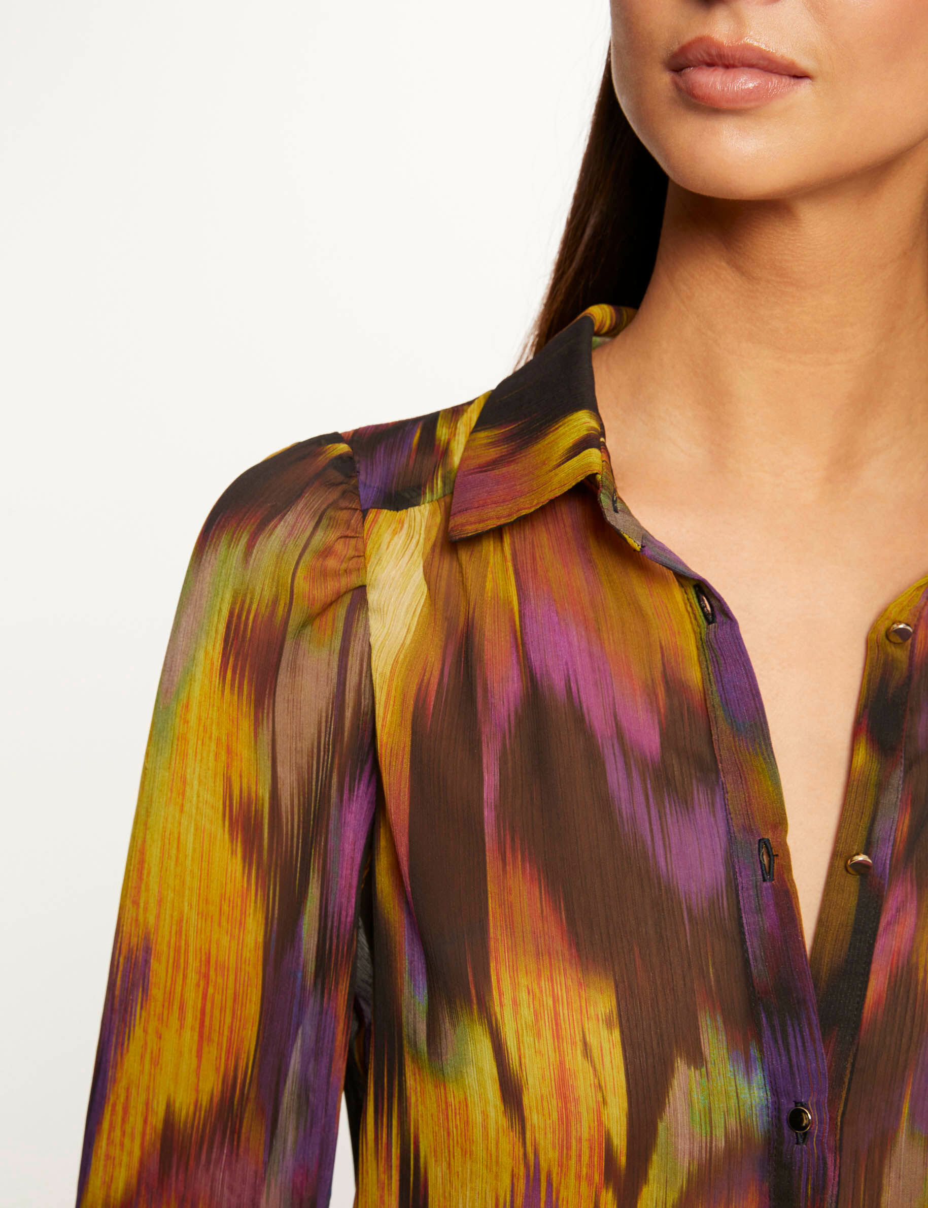 Chemise manches longues imprimé abstrait multico femme - multico