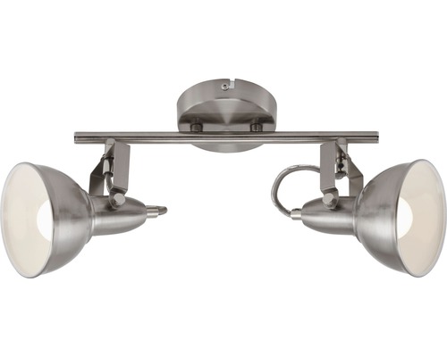 Plafondspot, 2-lichts, L 30 cm, binnenkant wit, buitenkant aluminiumkleurig