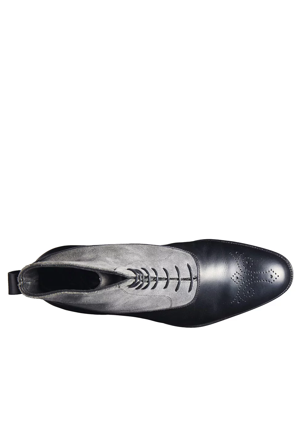 BOOTS CLARENCE VEAU NOIR ET VEAU VELOURS GRIS