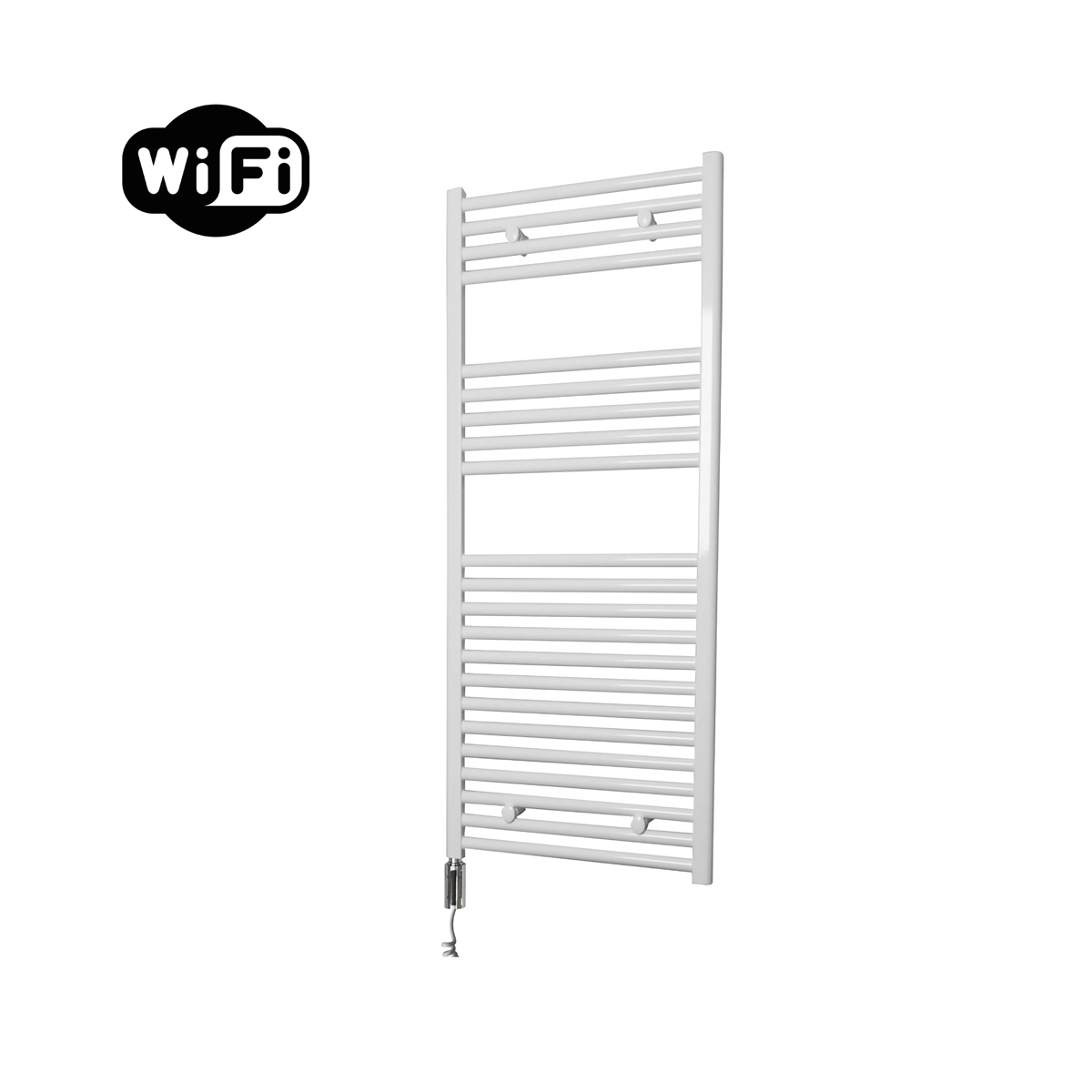Sanicare elektrische design radiator 45x112cm wit met WiFi en thermostaat links chroom