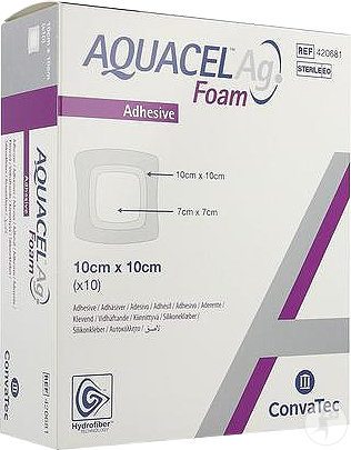 Aquacel Ag Foam Bandage Adhésif 10x10cm 10 Pièces
