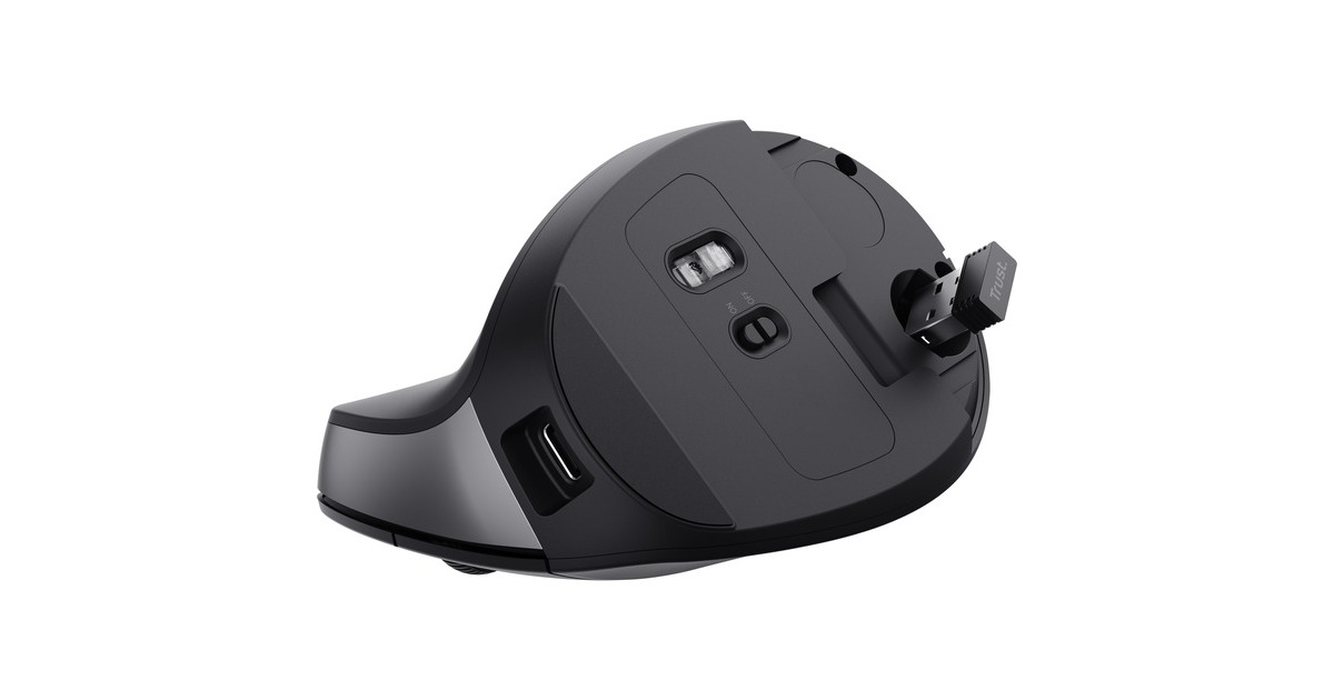 TrustBayo II Ergonomische draadloze muis  (Zwart, 800 dpi - 2.400 dpi)