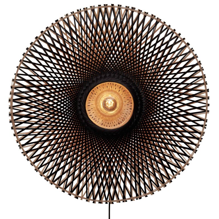 Good&Mojo Kalimantan wandlamp large Ø87 zwart/naturel