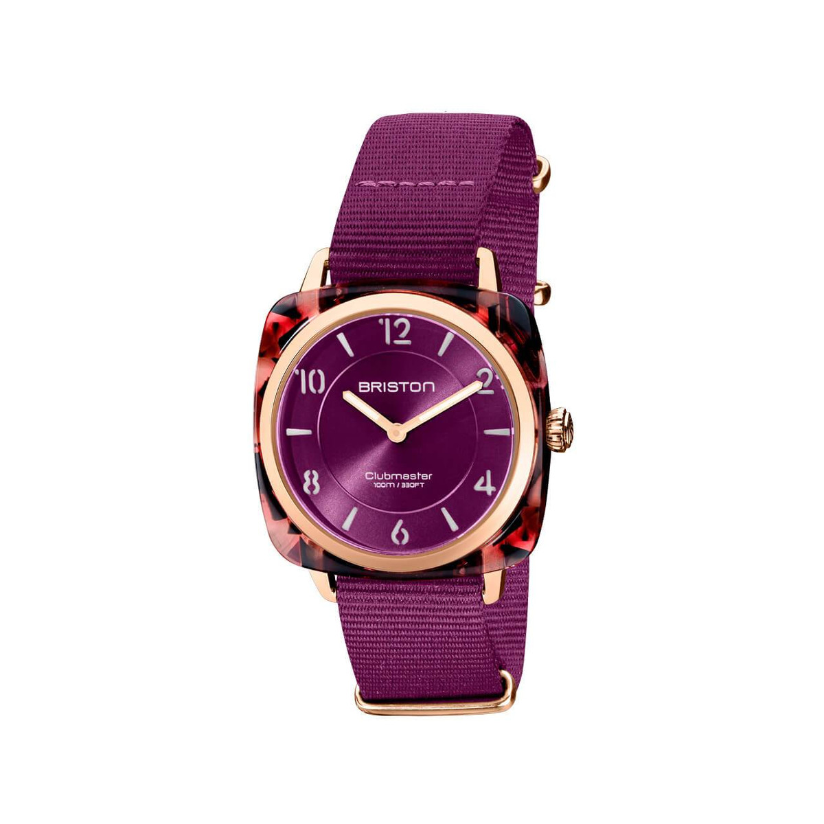 Montre BRISTON clubmaster chic femme bracelet tissu rouge