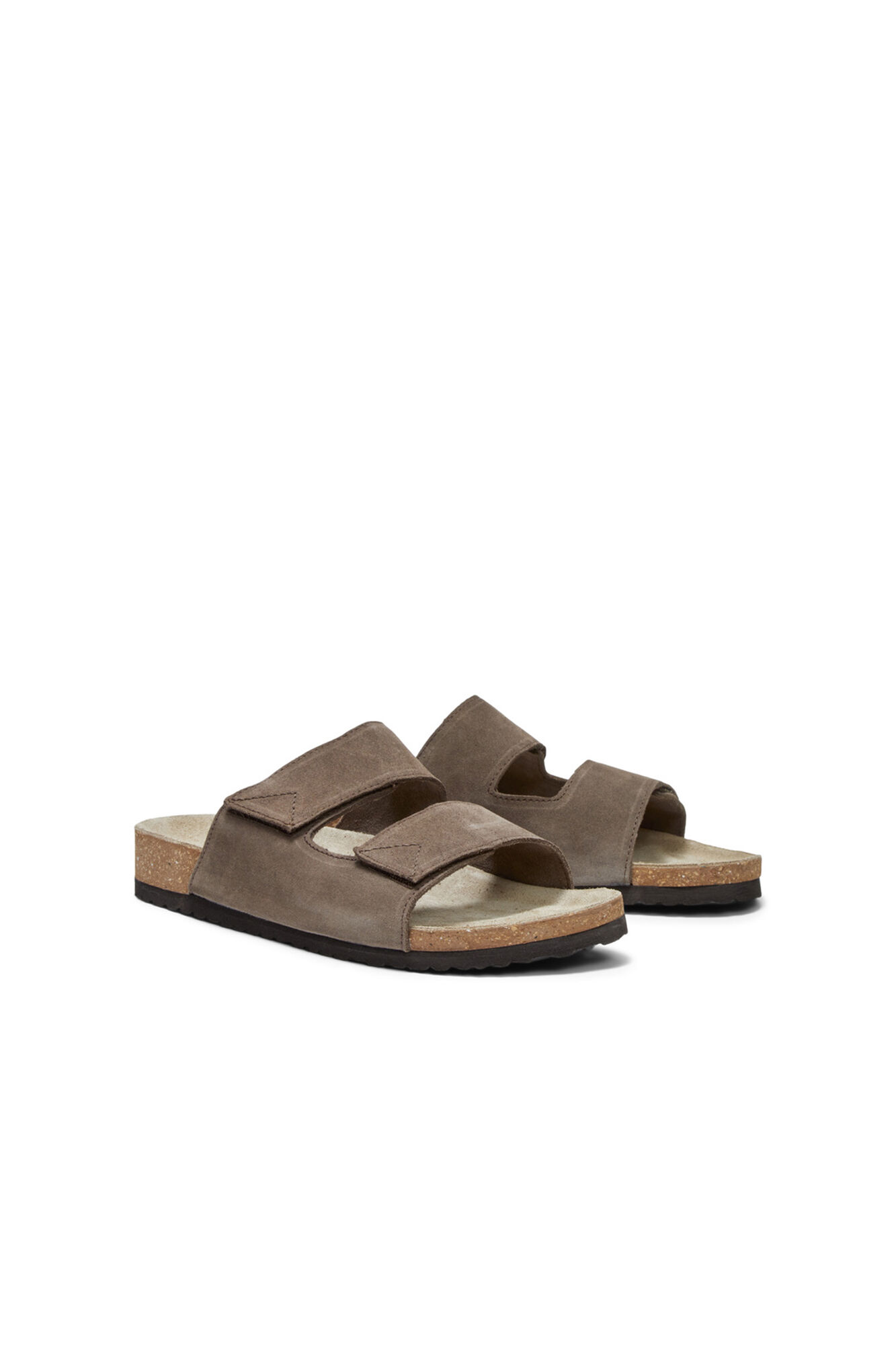 Sandalias de ante 100% vacuno ajustáveis - Marrón