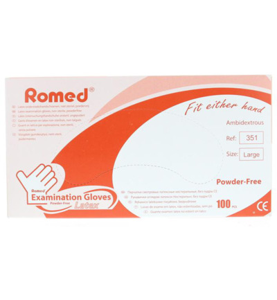 Romed Latex handschoen niet steriel poedervrij L (100 stuks)