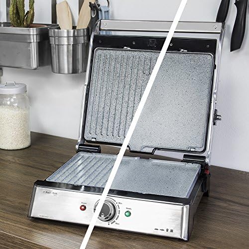 Cecotec Grill électrique Rock’nGrill Smart. Système de réglage de la puissance, du temps et de la température de 2000 W, ouverture à 180 °, plaques amovibles allant au lave vaisselle : Cuisine et Maison
