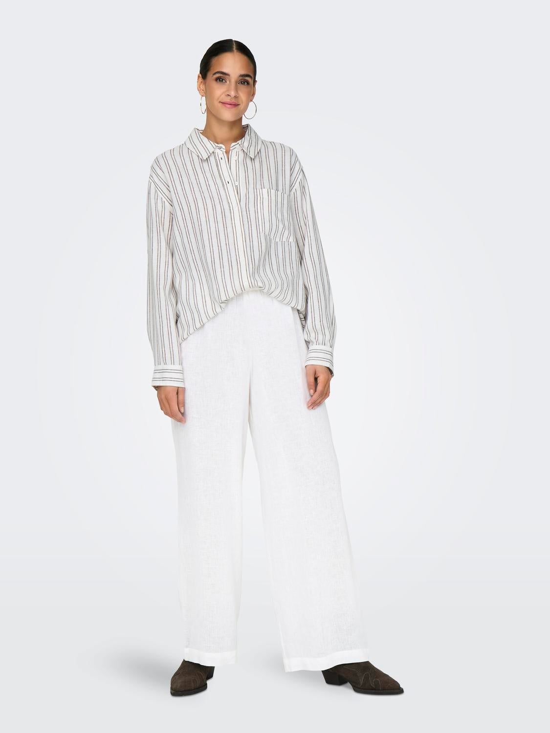 ONLTOKYO2025 Hohe Taille Gerade geschnitten Hose mit weitem Beinschnitt Bright White