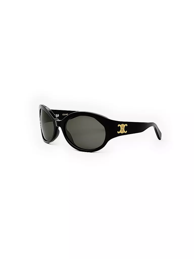 CELINE Triomphe schwarze ovale Sonnenbrille schwarz