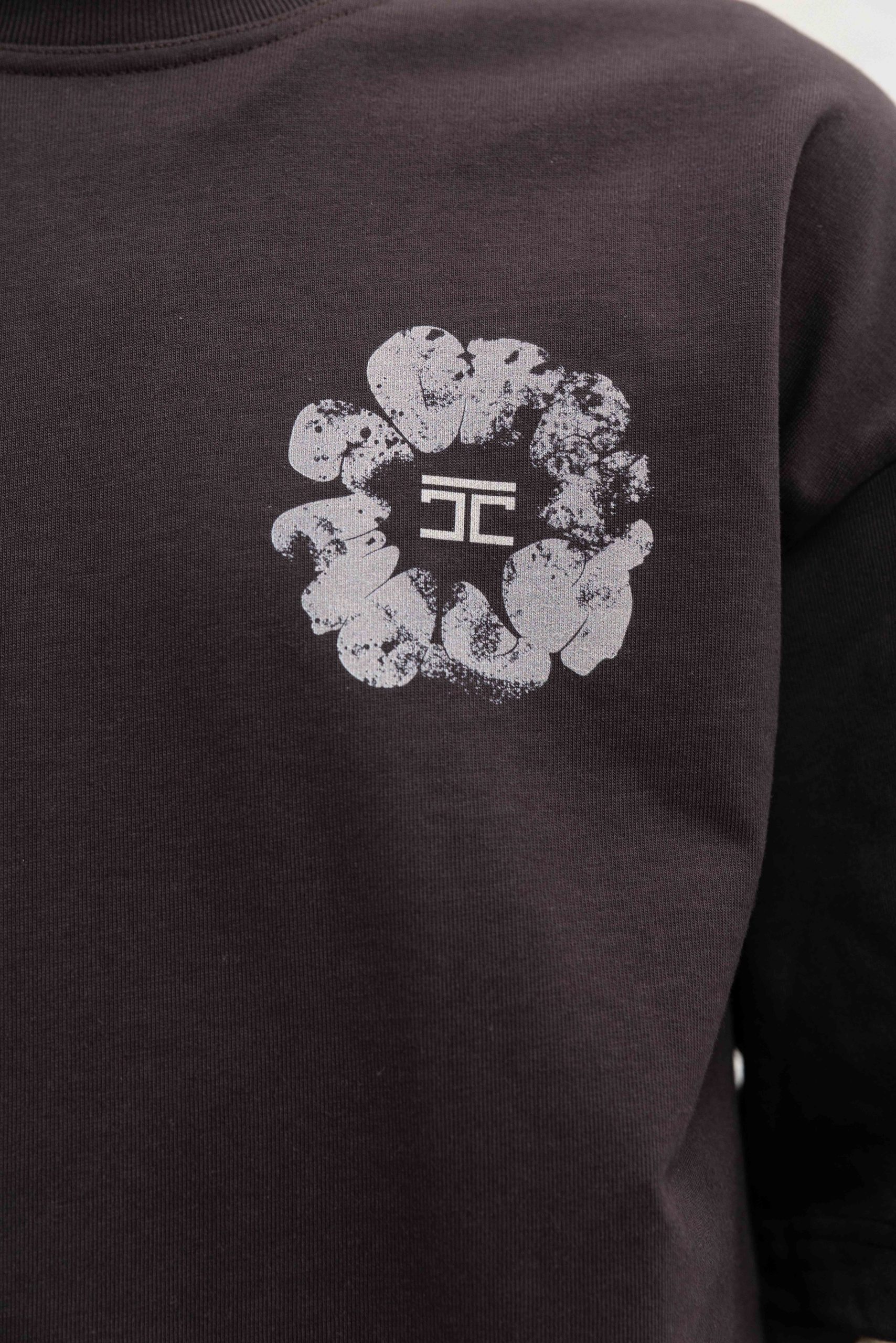 Jorcustom Flowers Double Layered Longsleeve T-Shirt Heren Bruin/Beige
