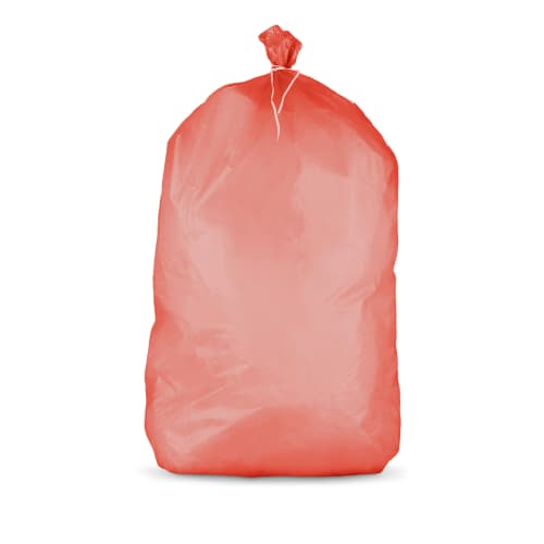 Sacs poubelle 130L PEBD rouge 55µ lien classique Paredes