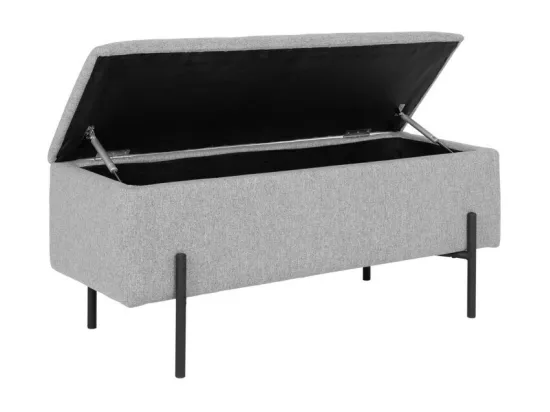 Watford - Banc avec coffre de rangement en tissu et métal : Couleur - Gris clair