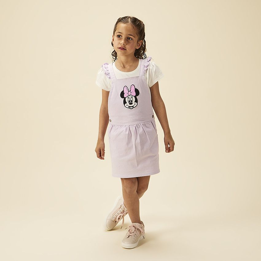 Robe salopette patch à sequins Minnie Disney pour fille - Lilas