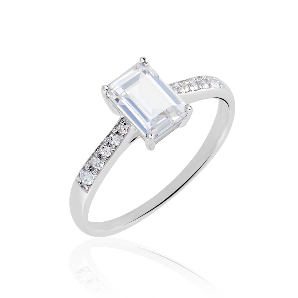 Bague Or Blanc  Gesacus Oxyde De Zirconium