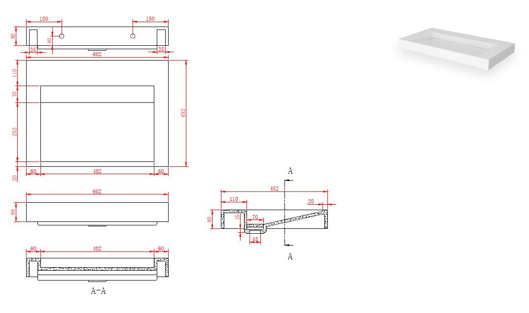 SSI Design Stretto Solid Surface Wastafel 60x45.5cm