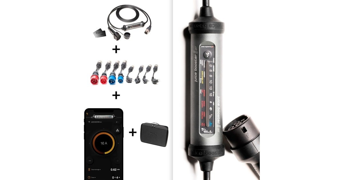 Juice TechnologyJUICE BOOSTER 3 air Europe traveller set laadpaal  (Antraciet/zwart, 1,4 - 11 kW, 3,1 meter kabel, WLAN, BT)