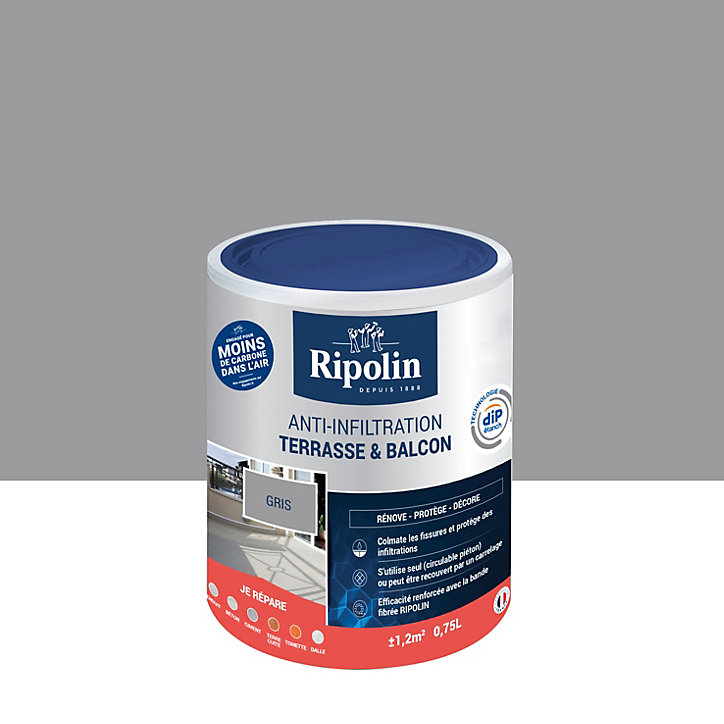 Revêtement anti-infiltration terrasse & balcon extérieur Ripolin gris 0,75L