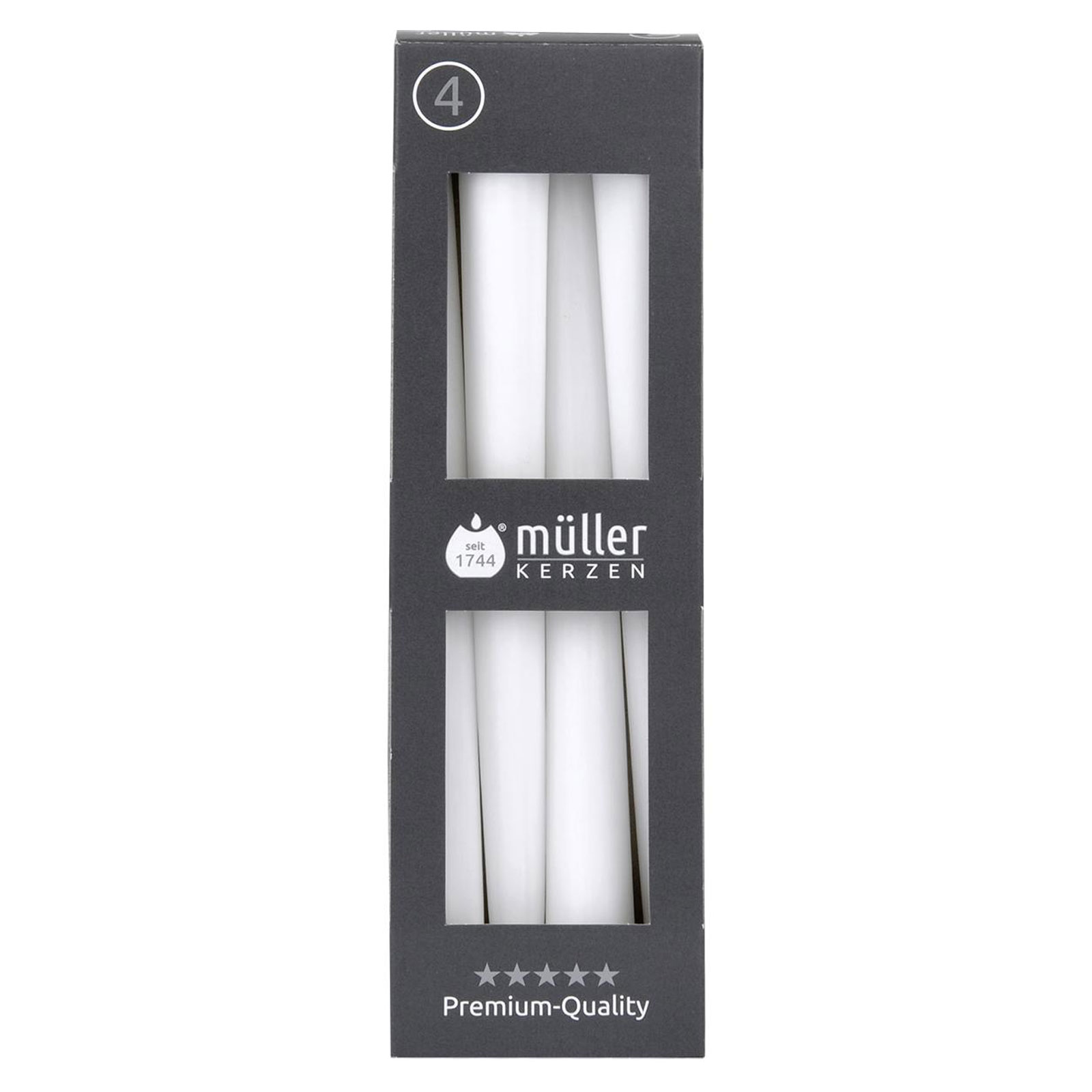 Spitzkerzen 4er-Pack - weiß - 24,5 cm hoch