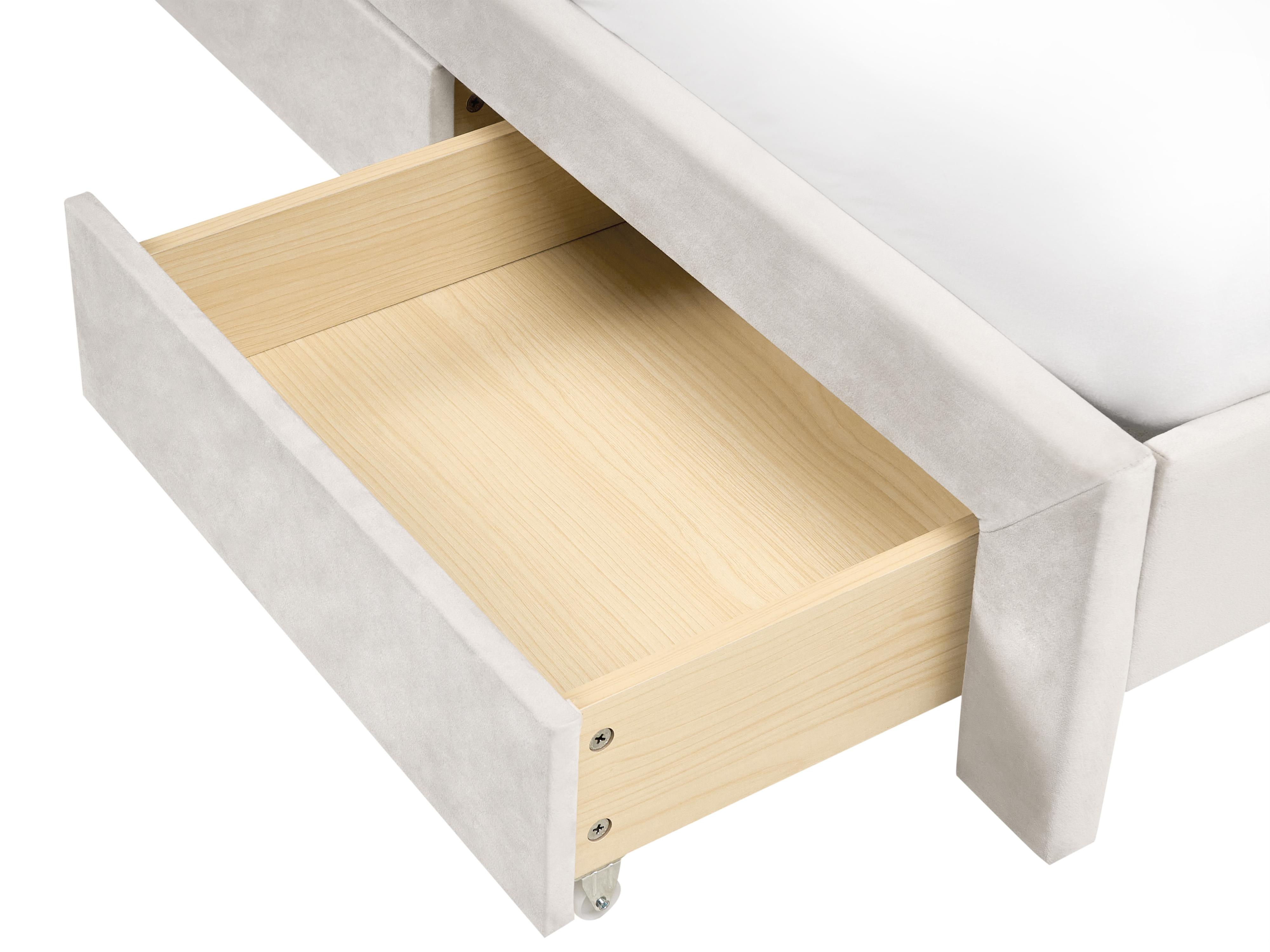 Bed met opbergladen Fluweel LONZAC 180 x 200 cm Gebroken wit