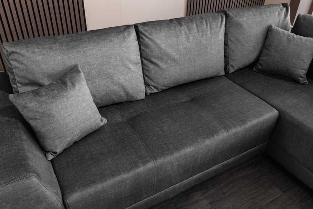Modernes Ecksofa NORWAY 250cm grau Vogue Velours Samt Schlafsofa mit Stauraum