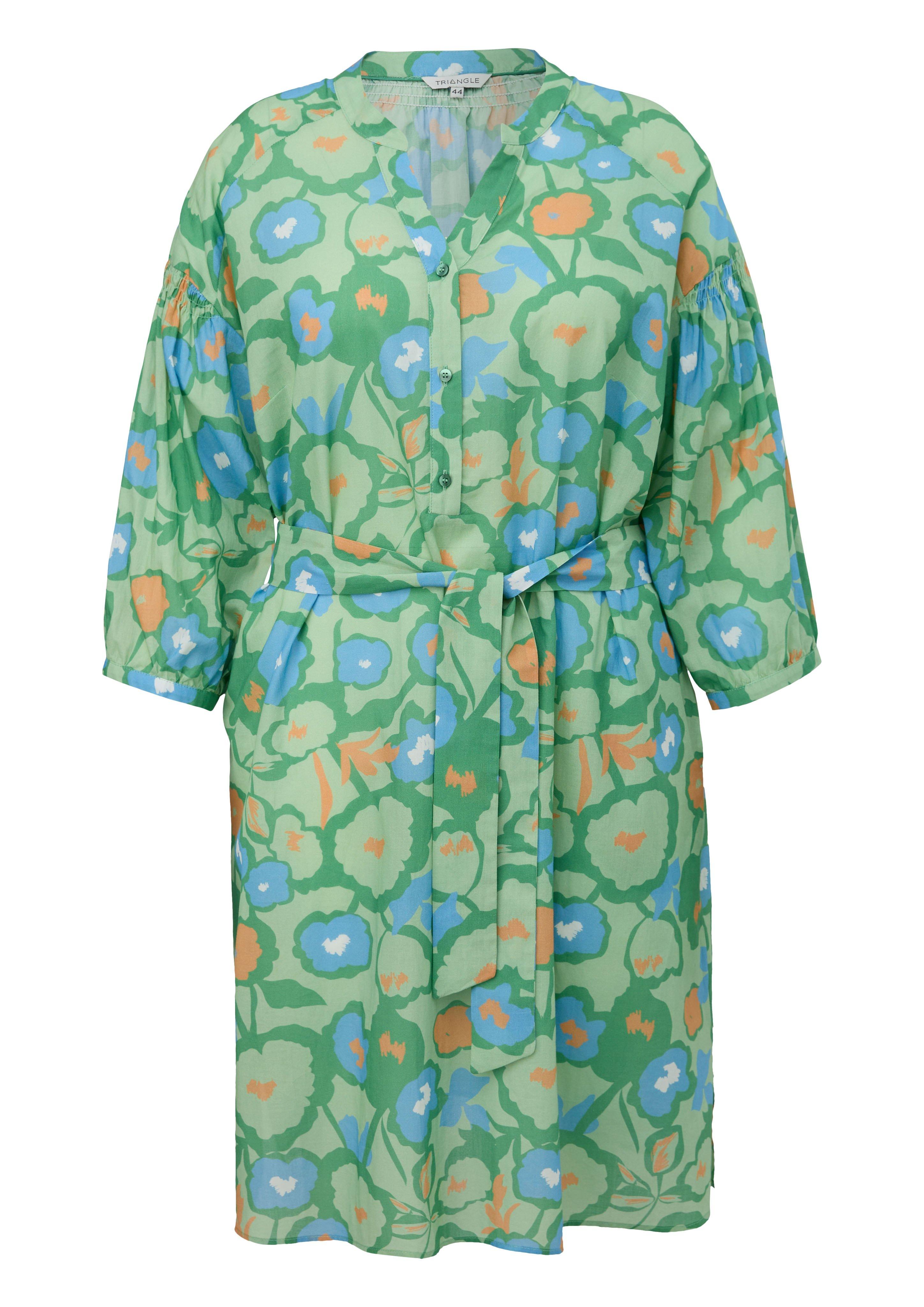 Midikleid mit Blumendruck und Bindeband