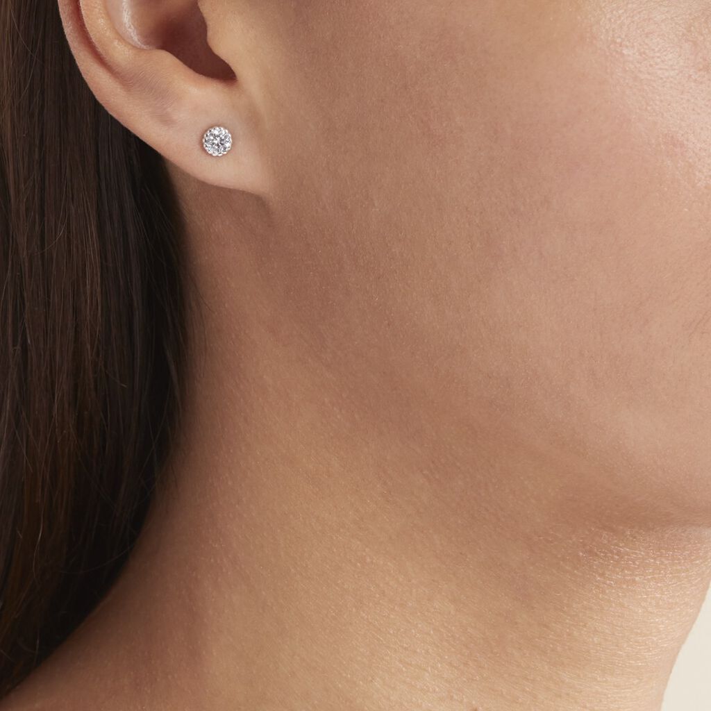 Boucles D'oreilles Puces Kadidia Or Blanc Oxyde De Zirconium