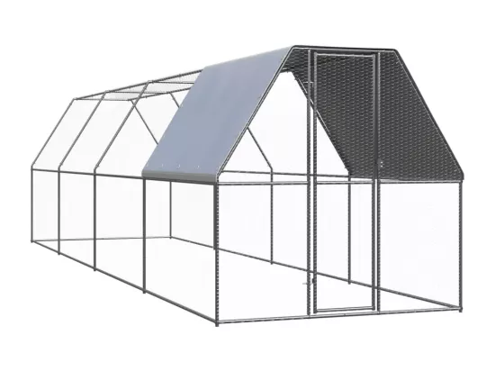 Poulailler d'extérieur 2x8x2 m Acier galvanisé