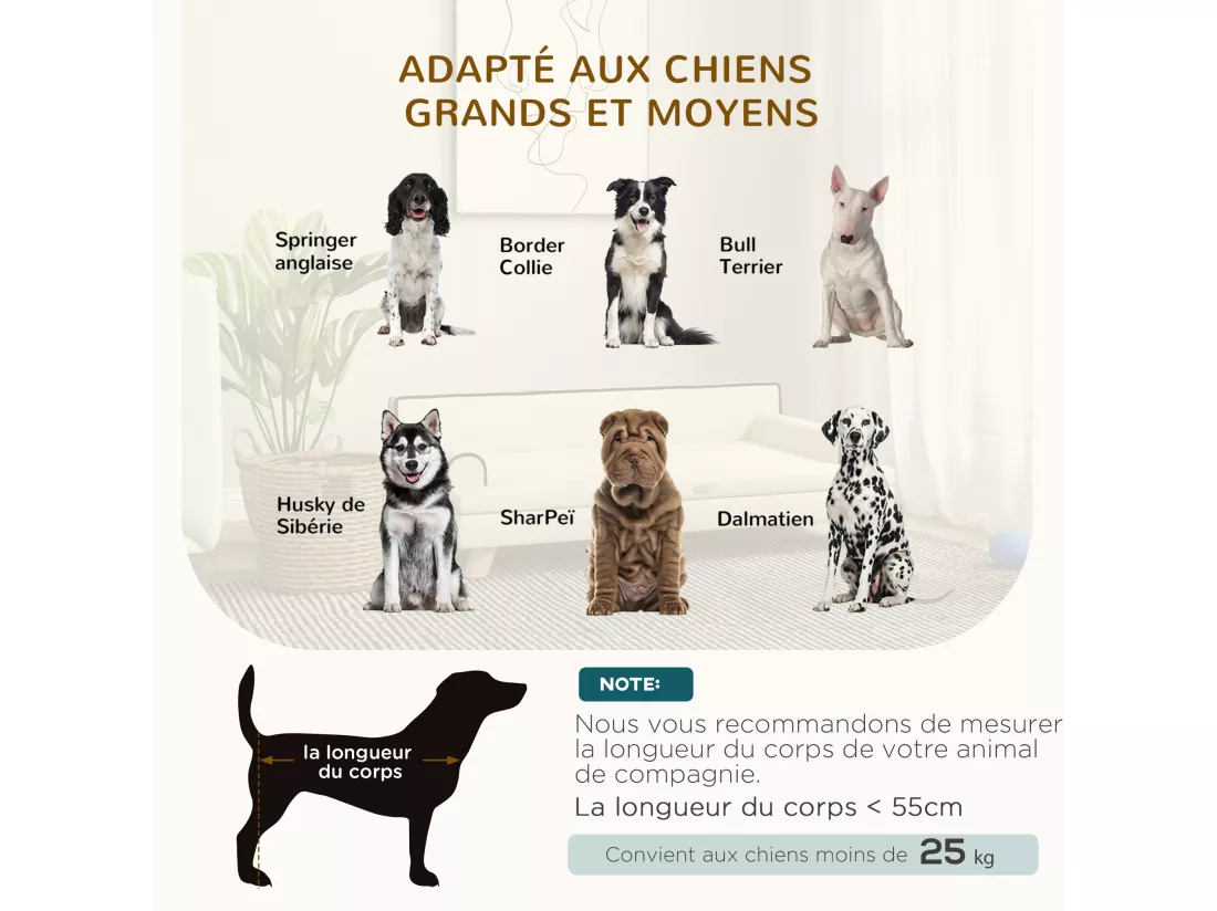 Canapé chien lit pour chien design scandinave coussin moelleux piètement bois dim. 100L x 62l x 32H cm polyester beige