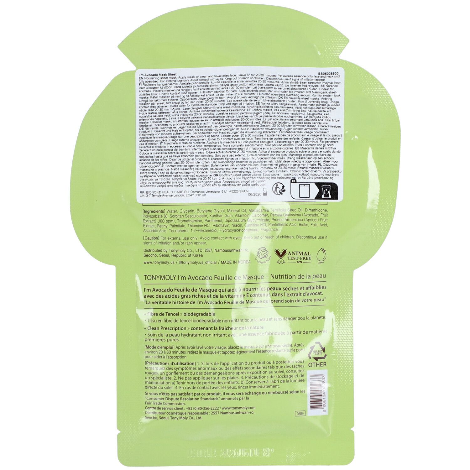TONYMOLY I' m Avocado Mask Sheet