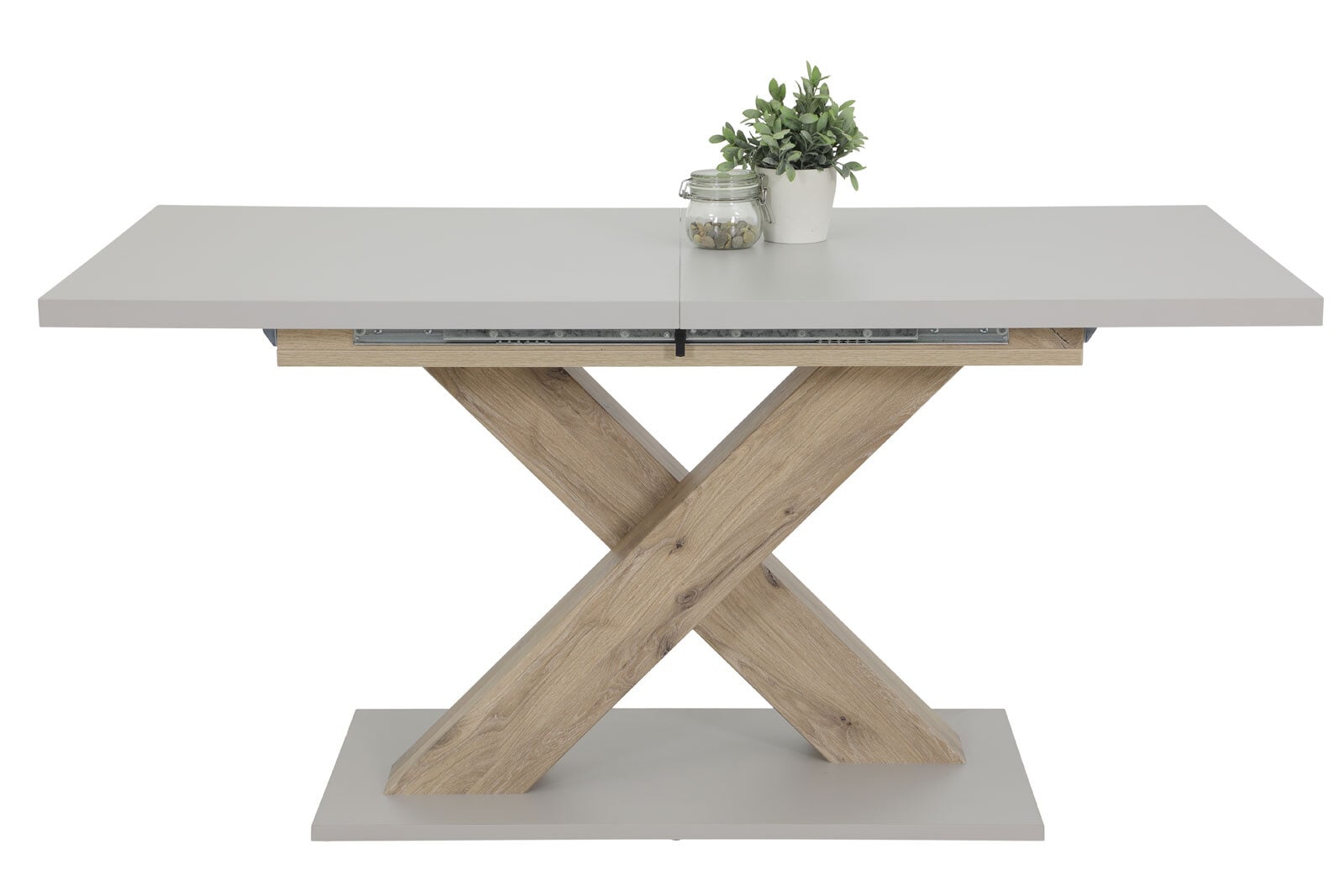 Tisch Xena Hellgrau/Viking Oak-Optik 160(200)/76/90 cm