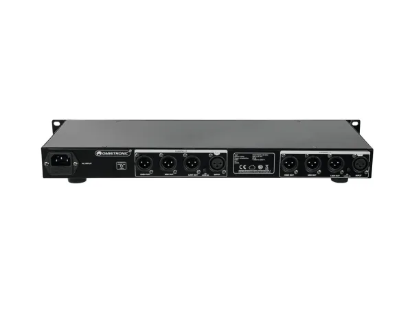 Omnitronic 10355636, Aktiv overgang, 3-vejssystem, 0 - 230 V, Sort, 100 dB, 483 mm