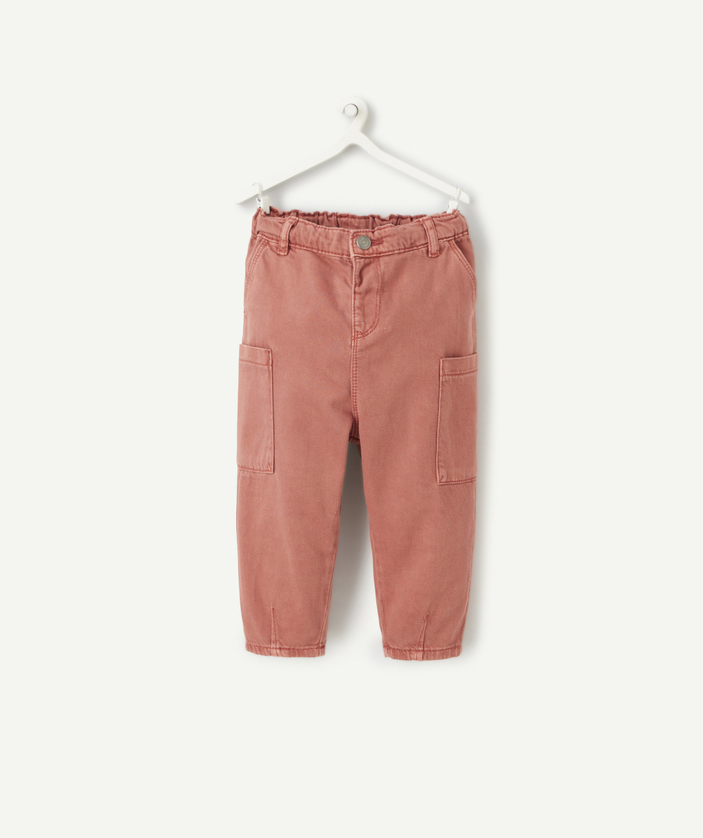 PANTALON RELAX BÉBÉ GARÇON EN FIBRES RECYCLÉES ROSE AVEC POCHES