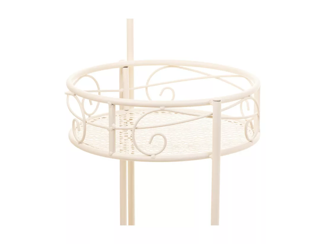 Support 3 casseroles en fer forgé blanc 30x25x90h cm