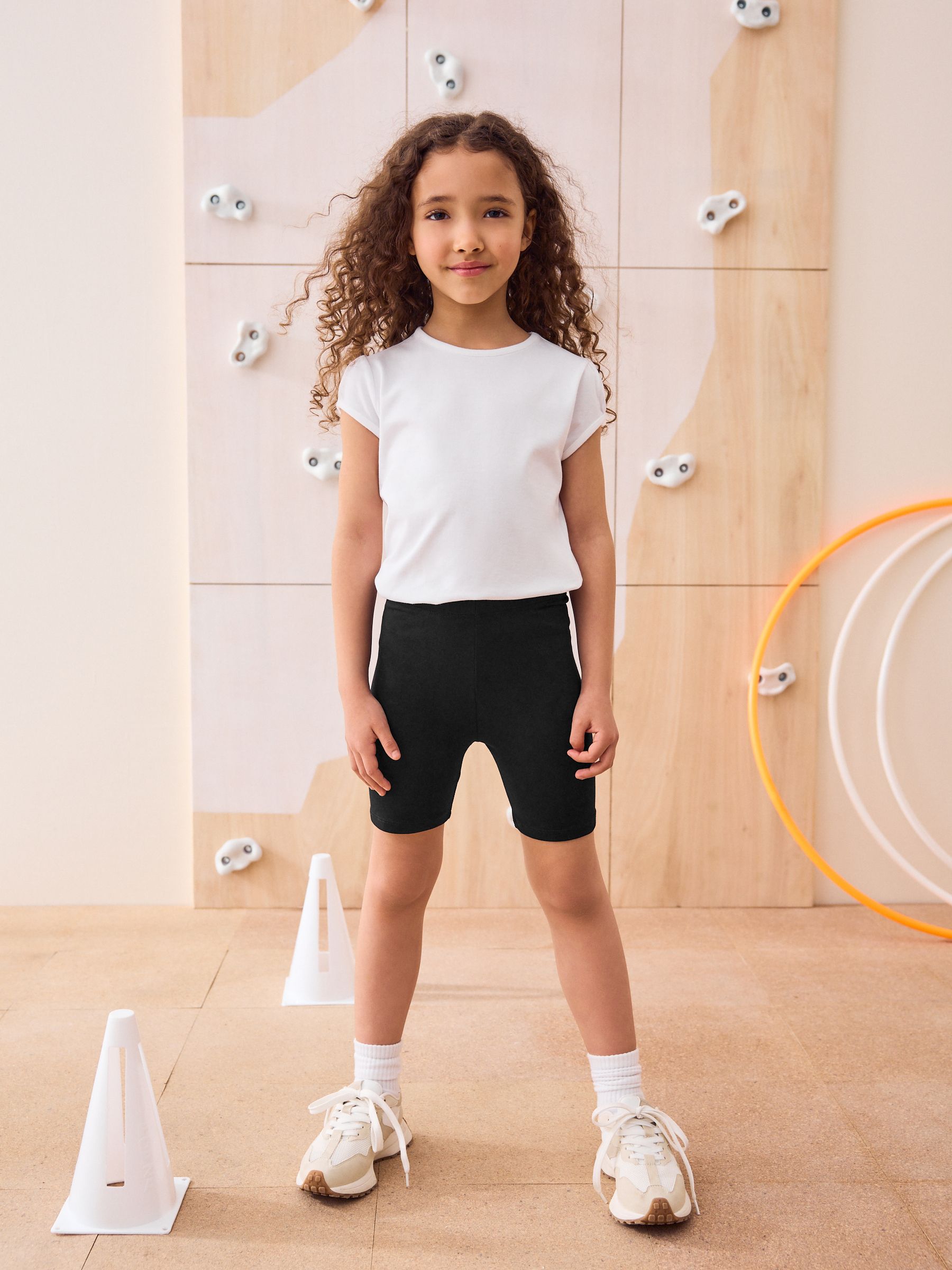 Zwart - Verpakking van 2 stretchy fietsshorts met hoog katoengehalte (3-16jr)