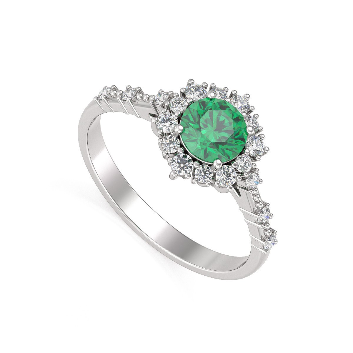 Bague ADEN Emeraude et diamants sur Argent 925 3.25grs