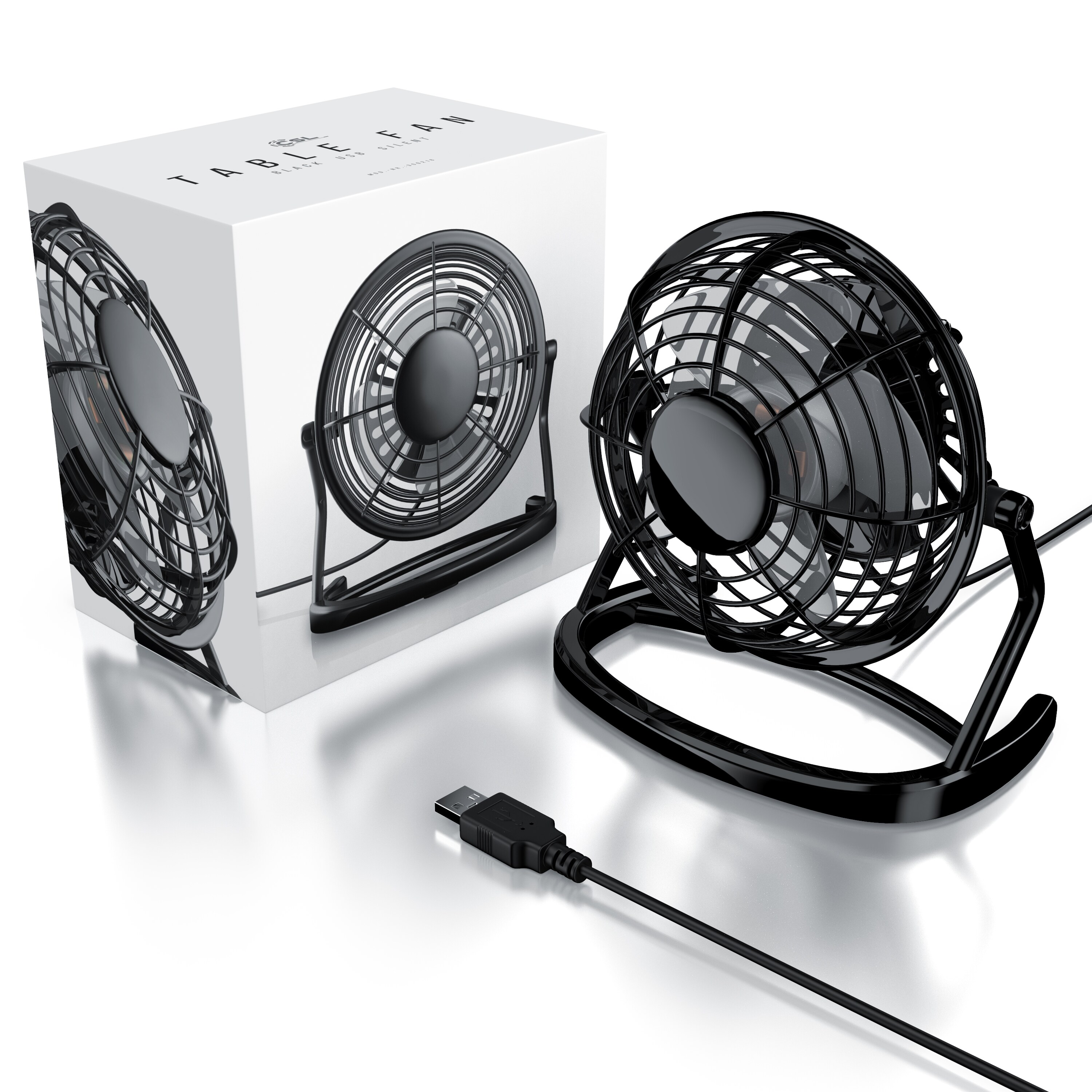 CSL Mini USB-Ventilator Tischventilator, stromsparend, ruhiger Lauf, 360° neigbar