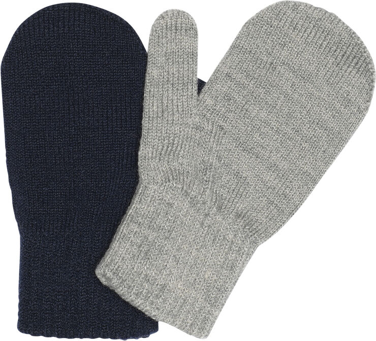 Melton Comfy mittens 2-pack Mix light grey mel blue