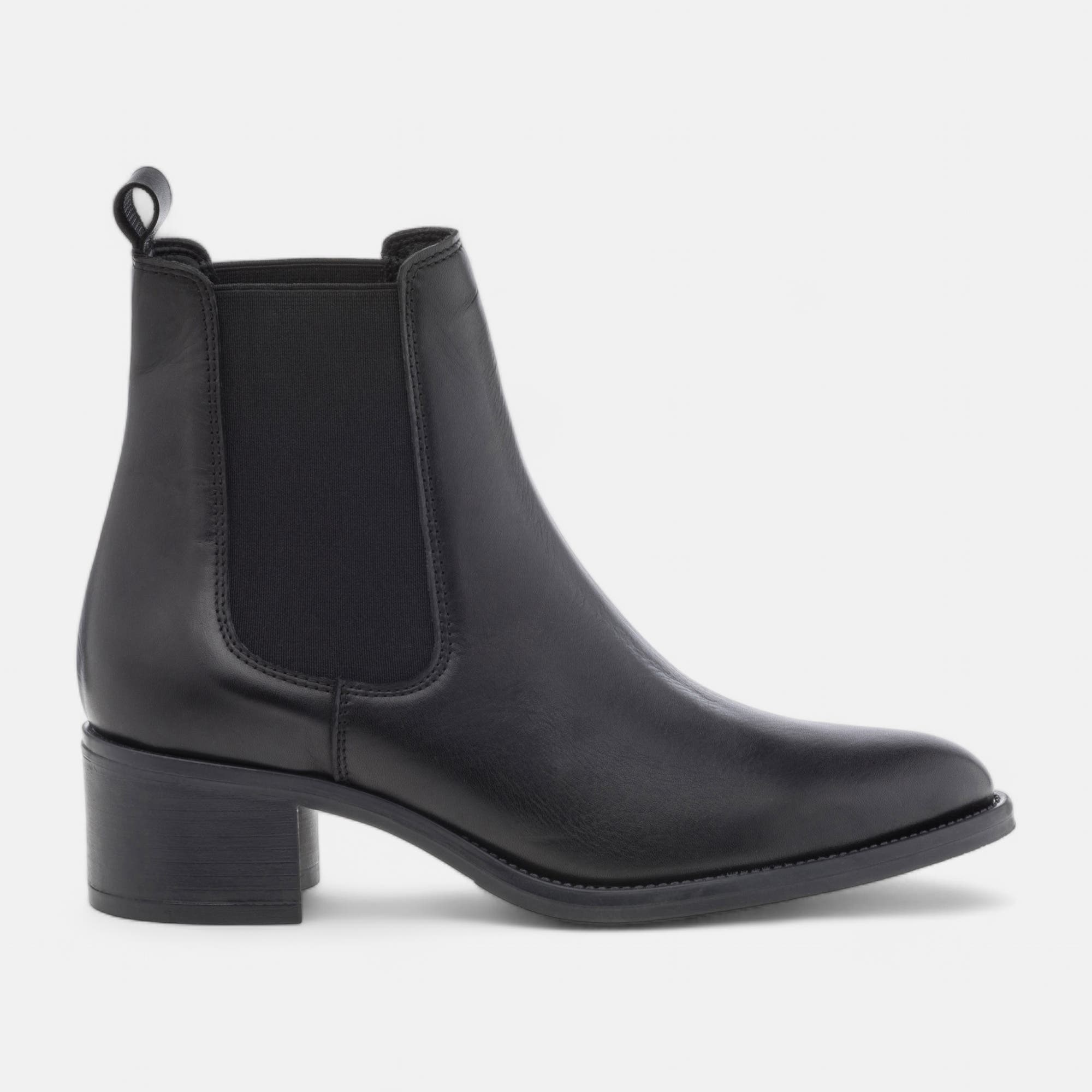 Boots chelsea Femme en cuir noir