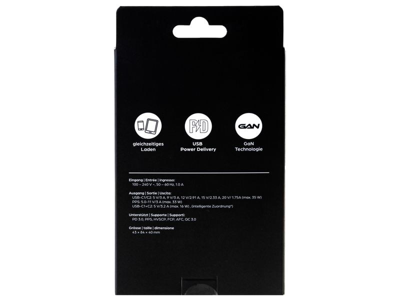 onit USB-Wandladegerät Dual 2C 35 W GaN Schwarz Ladeadapter mit zwei USB-C-Ports