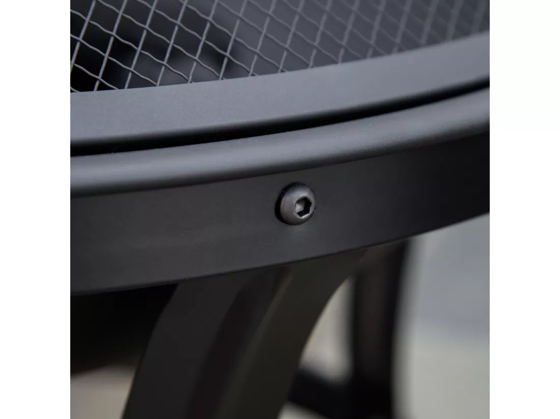 Brasero boule de feu cheminée foyer extérieur Ø 55 x 50H cm grille à charbon couvercle tisonnier acier noir