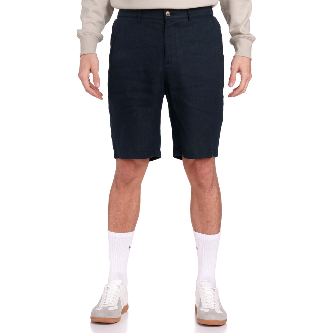 Jonas Nielsen Herren Leinen-Shorts in Unifarben dunkelblau
