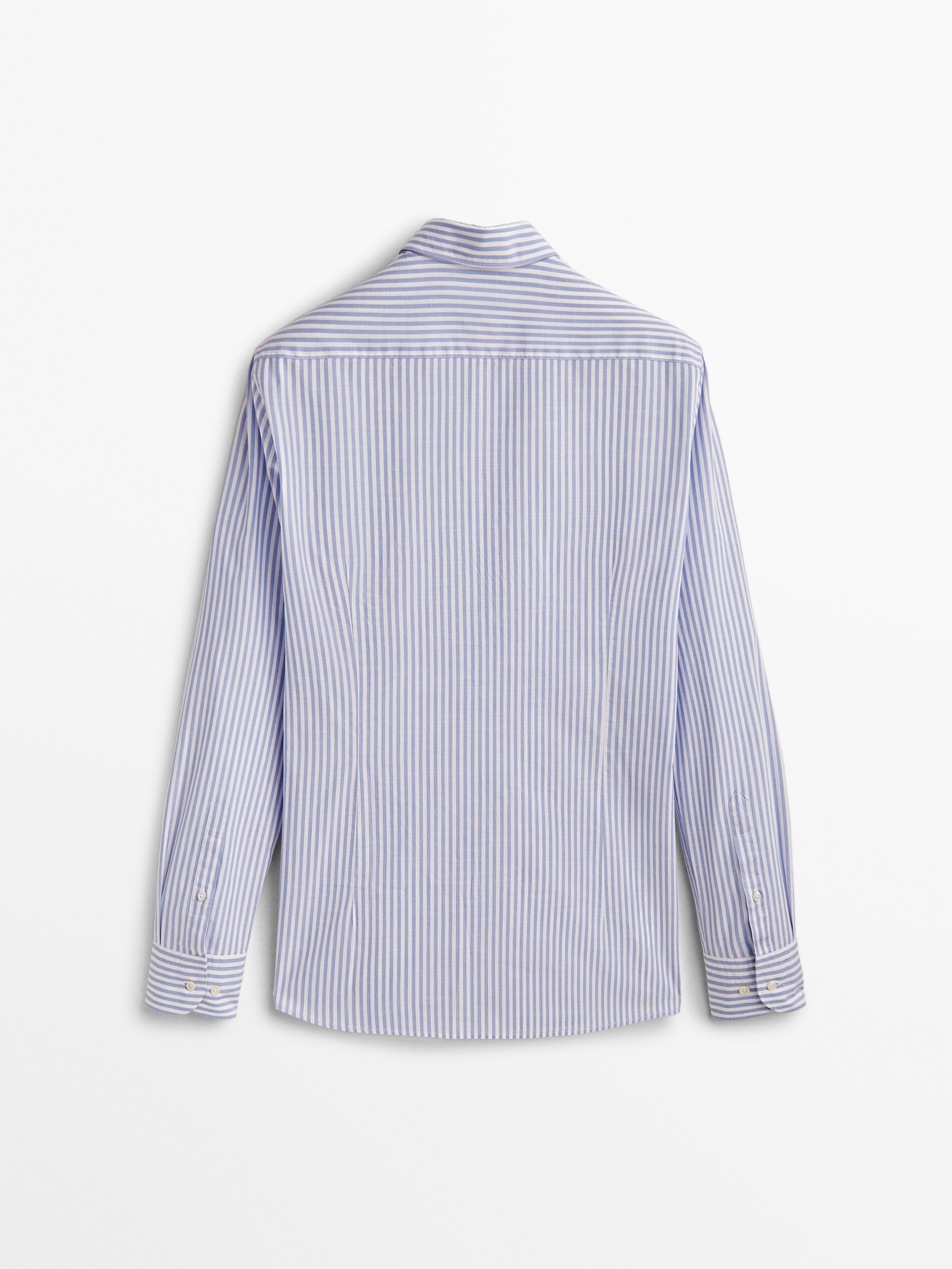 Camisa Rayas de algodão com corte slim - AZUL CLARO