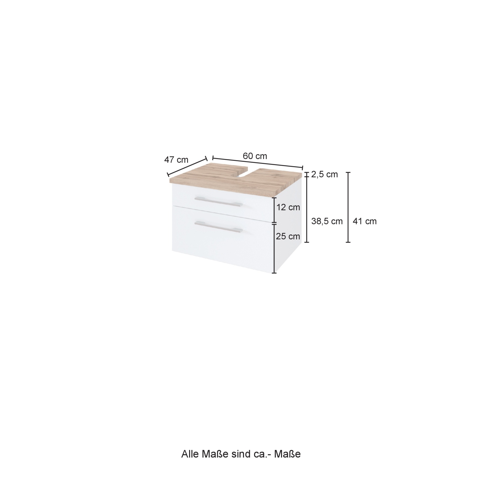 Unterbeckenschrank DAVOS - Wotaneiche - 60 cm breit