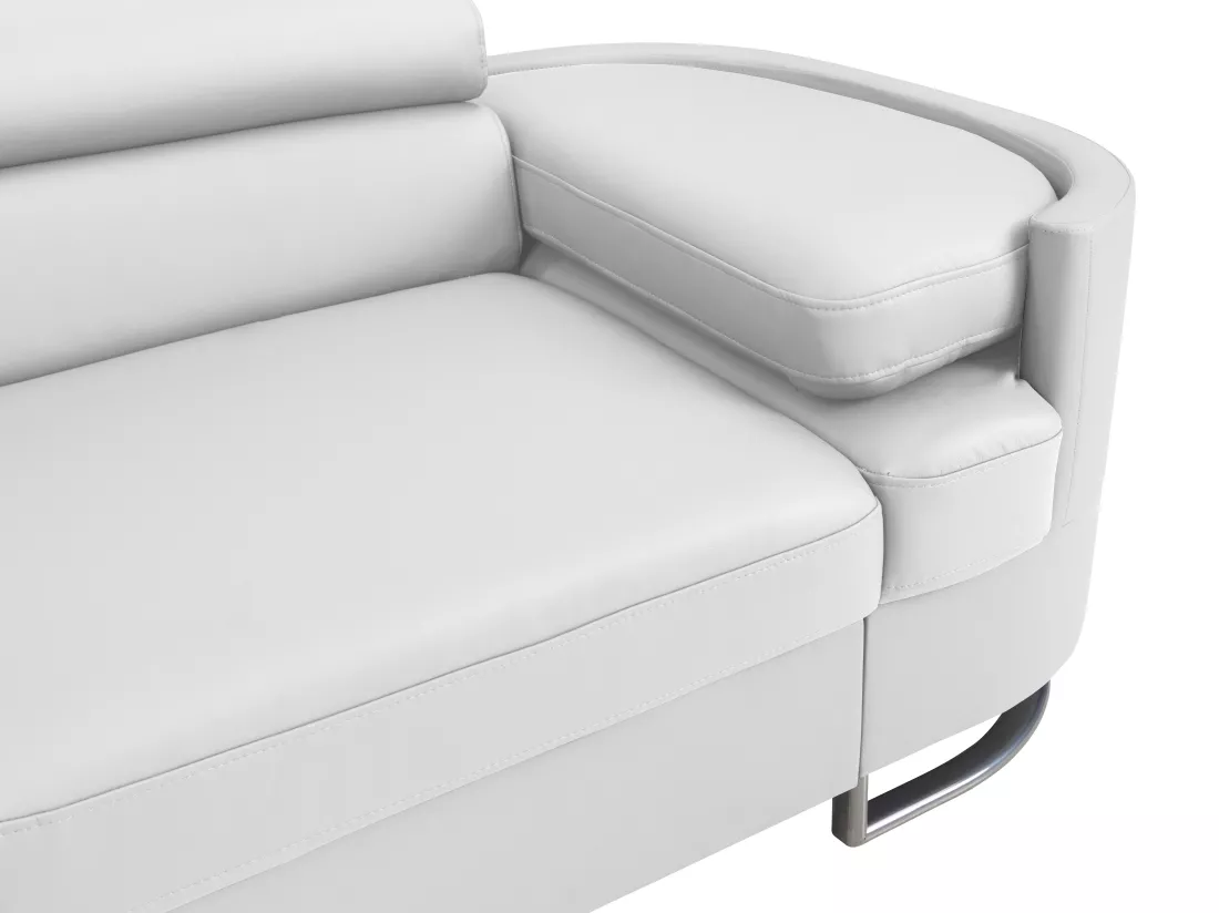 Canapé d'angle gauche convertible en simili blanc MYSEN II