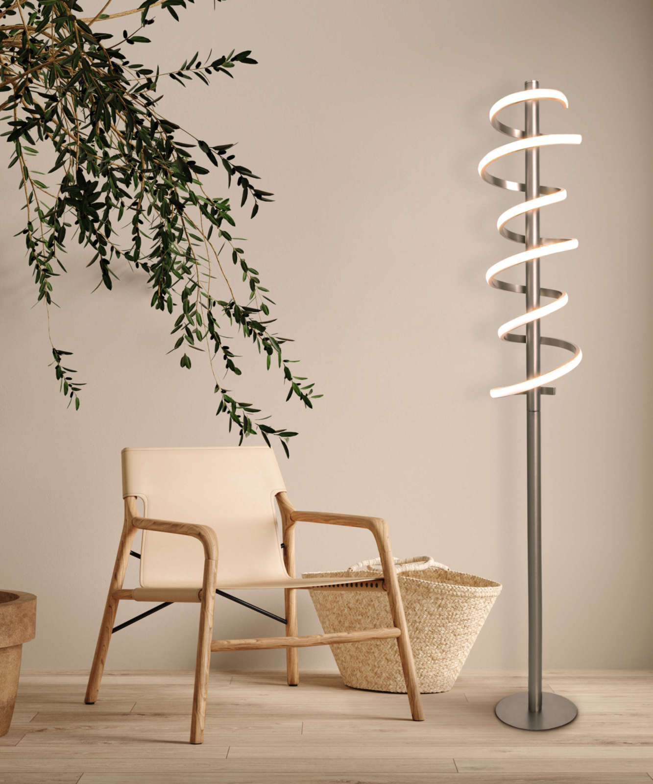 LED-Stehleuchte BELLEZA - stahlfarben - dimmbar - 140 cm